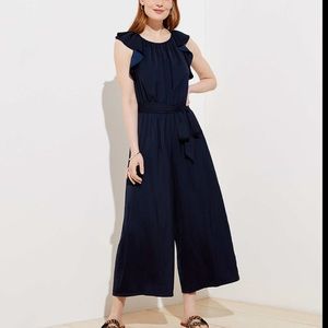 Loft navy flutter sleeve jumpsuit size 10